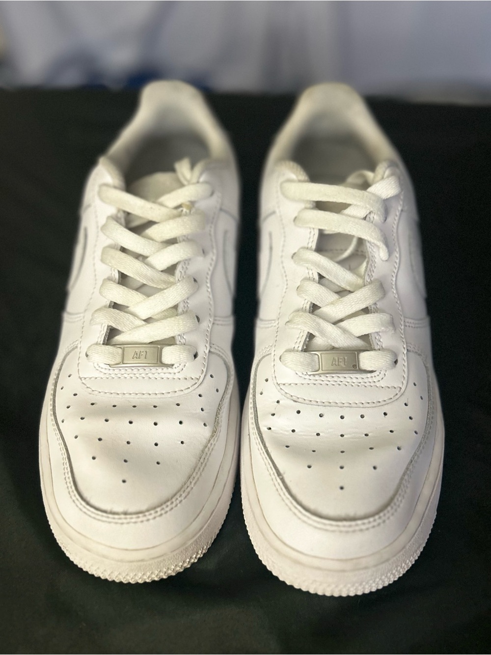 Nike White Leather AF1 Low Top Sneakers